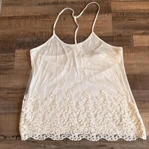 Nabee Women's White Embroidered Lace Camisole Rayon Size M Fairy Bohemian